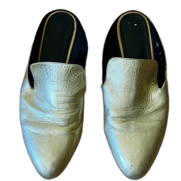 Robert Clergerie Shoes - Robert Clergerie Gold Leather Slip On Mules Shoes   Women's Size EU 40 US 9